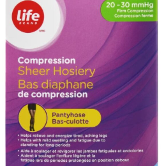 NIB Life Brand Black Compression Sheer Hosiery - Pantyhose (XL) - Picture 1 of 8